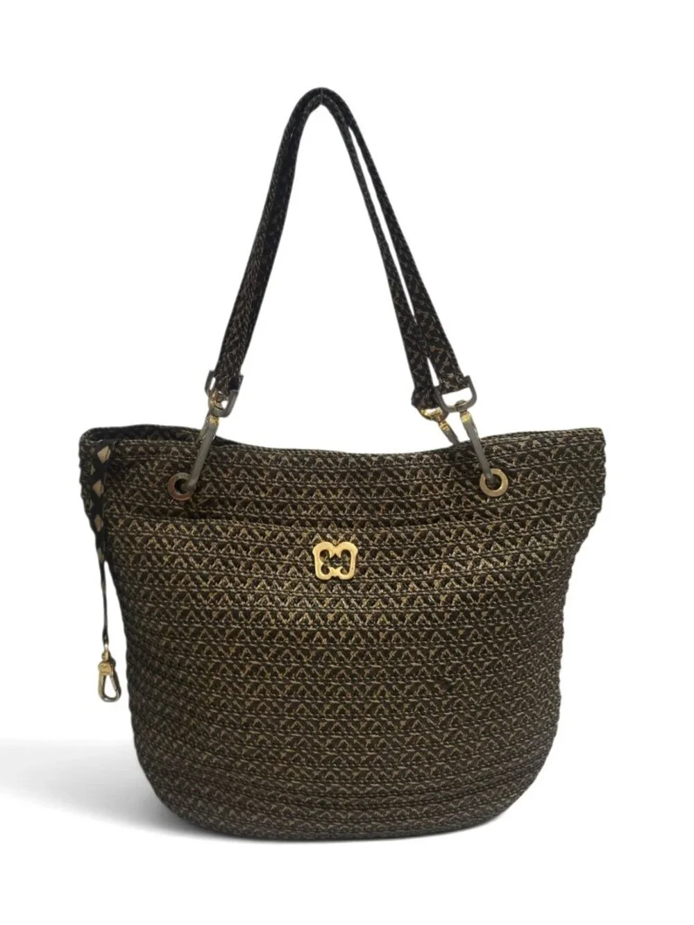 Eric Javits Woven Raffia Shoulder Bag Tote Double Handle Organizer